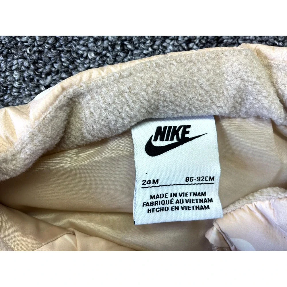 Nike Puffer Vest Jacket Toddler Girls 24M Pink Tan Full Zip Quilted - Lot of 2